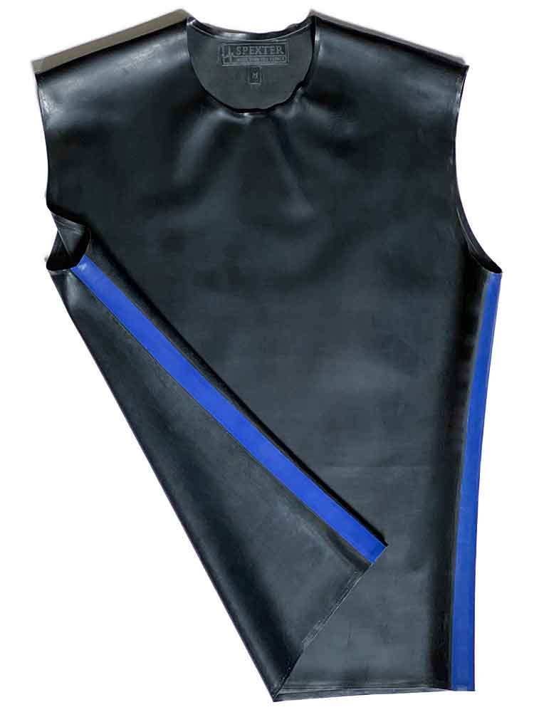 SPEXTER Rubber T-Shirt ohne Arm schwarz - blaue Streifen