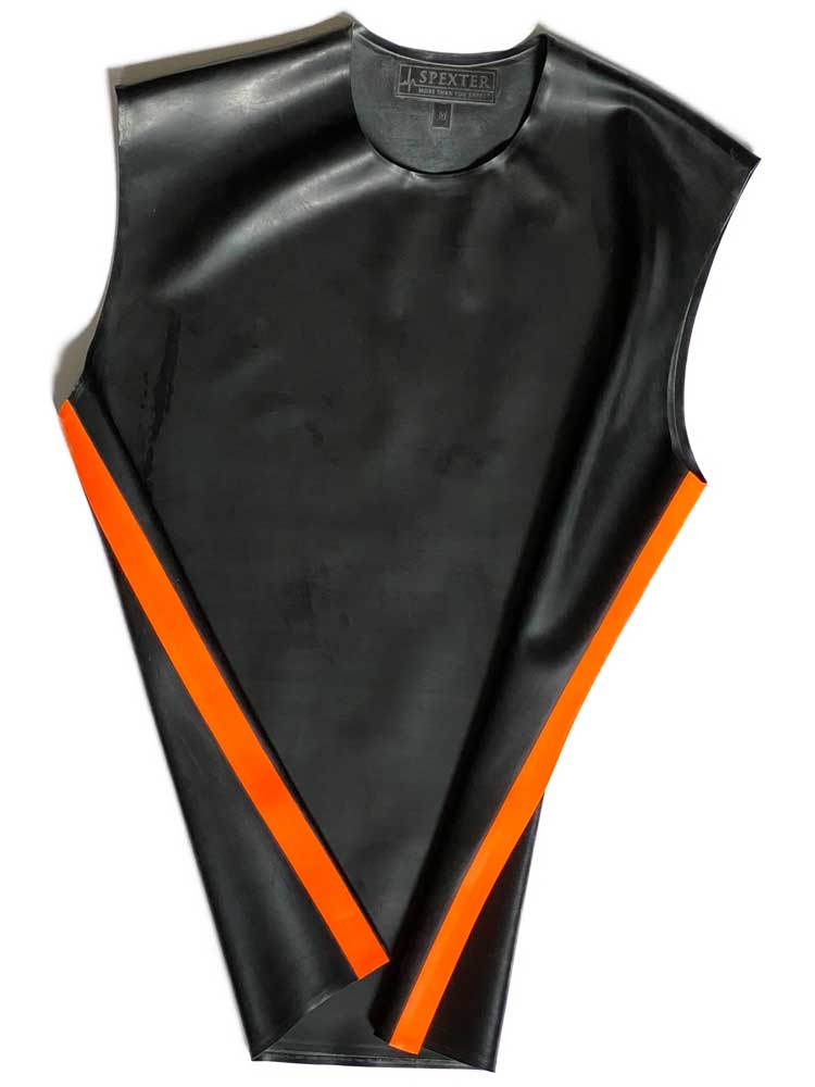 SPEXTER Rubber T-Shirt ohne Arm schwarz - orange Streifen