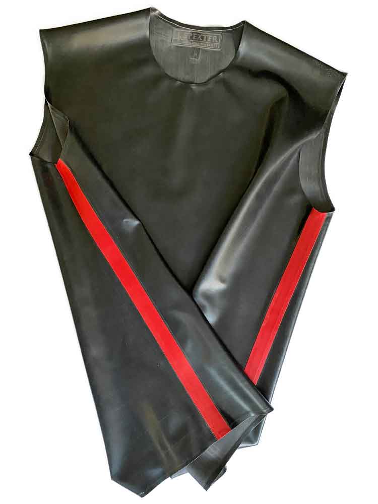 SPEXTER Rubber T-Shirt ohne Arm schwarz - rote Streifen