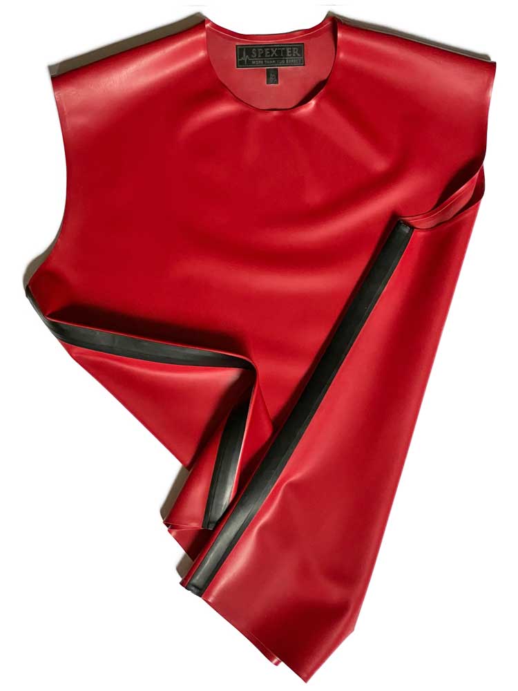 SPEXTER Rubber T-Shirt ohne Arm rot - schwarze Streifen