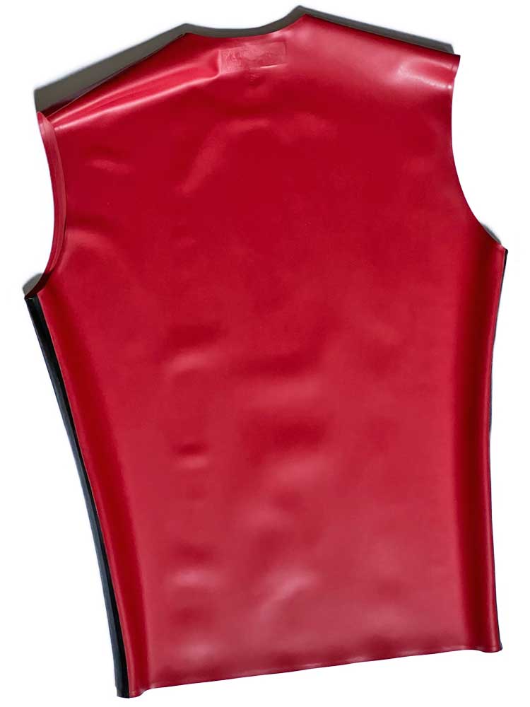 SPEXTER Rubber T-Shirt ohne Arm rot - schwarze Streifen