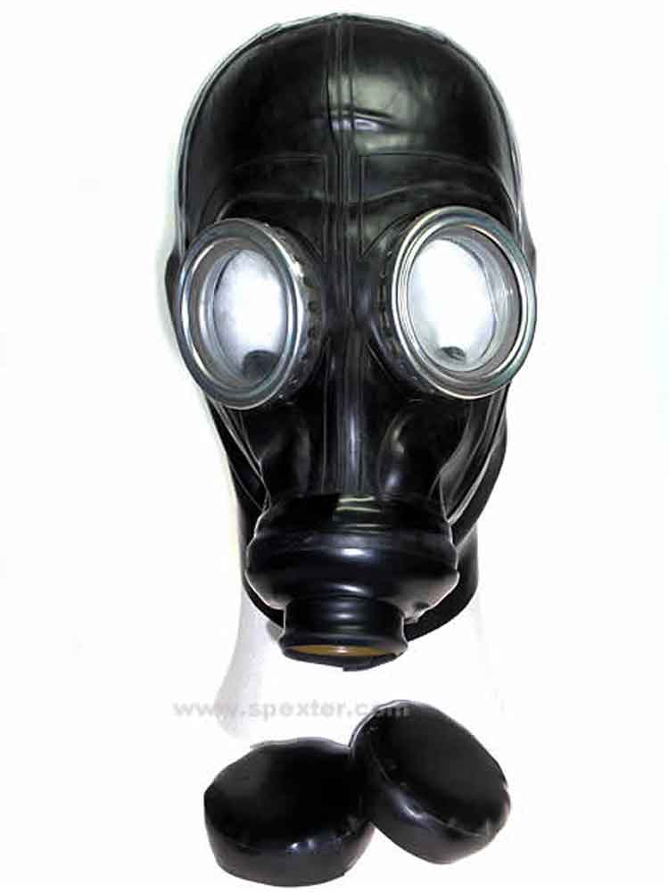 Gummi-Gasmasken-Haube mit Augenklappen