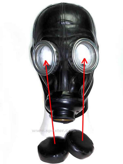 Gummi-Gasmasken-Haube mit Augenklappen