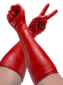 Gummi-Handschuhe Ellbogenlang 0.4mm ROT
