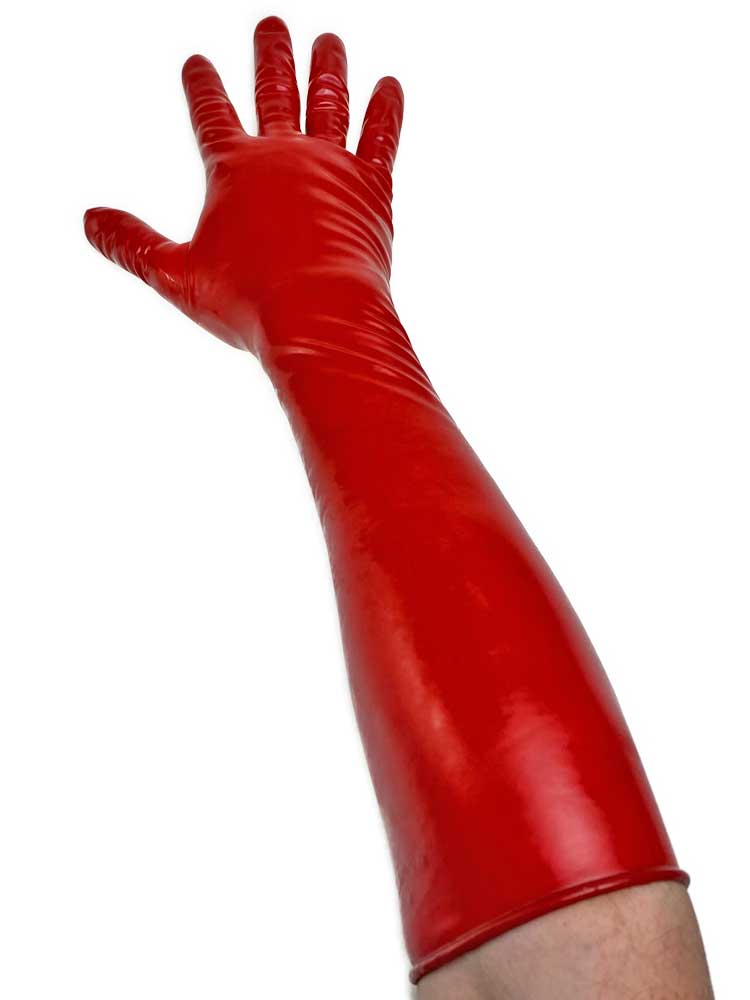 Gummi-Handschuhe Ellbogenlang 0.4mm ROT