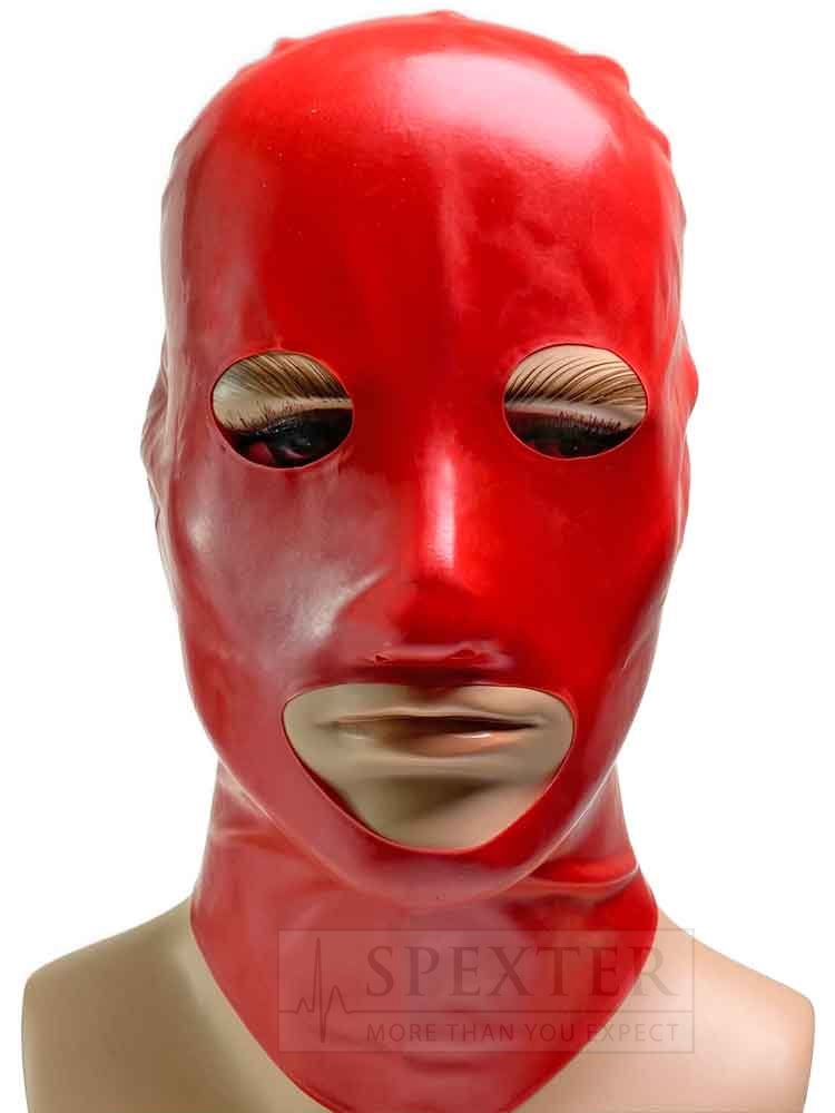 Gummi-Maske MIT Augen- und Mund-Öffnung - rot