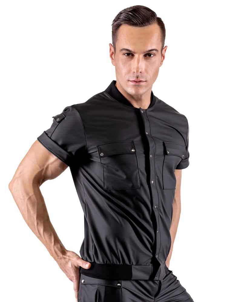 Hemd Blousonstyle Matt schwarz