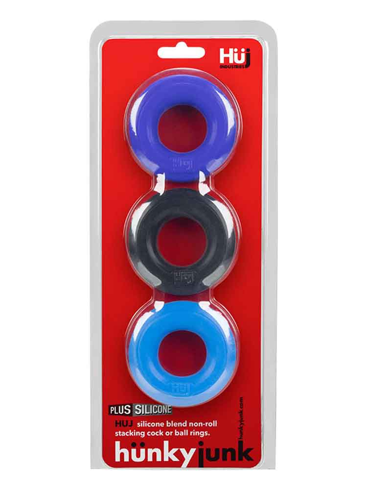 HUNKYJUNK Ballring-Cockring 3er Set blau-schwarz