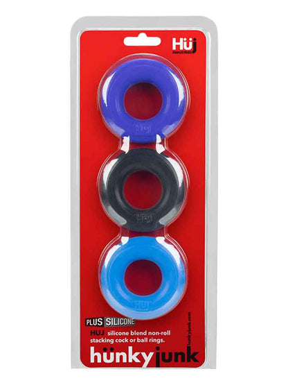 HUNKYJUNK Ballring-Cockring 3er Set blau-schwarz