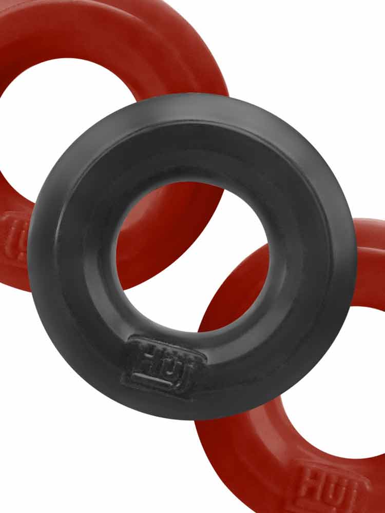 HUNKYJUNK Ballring-Cockring 3er Set rot-schwarz