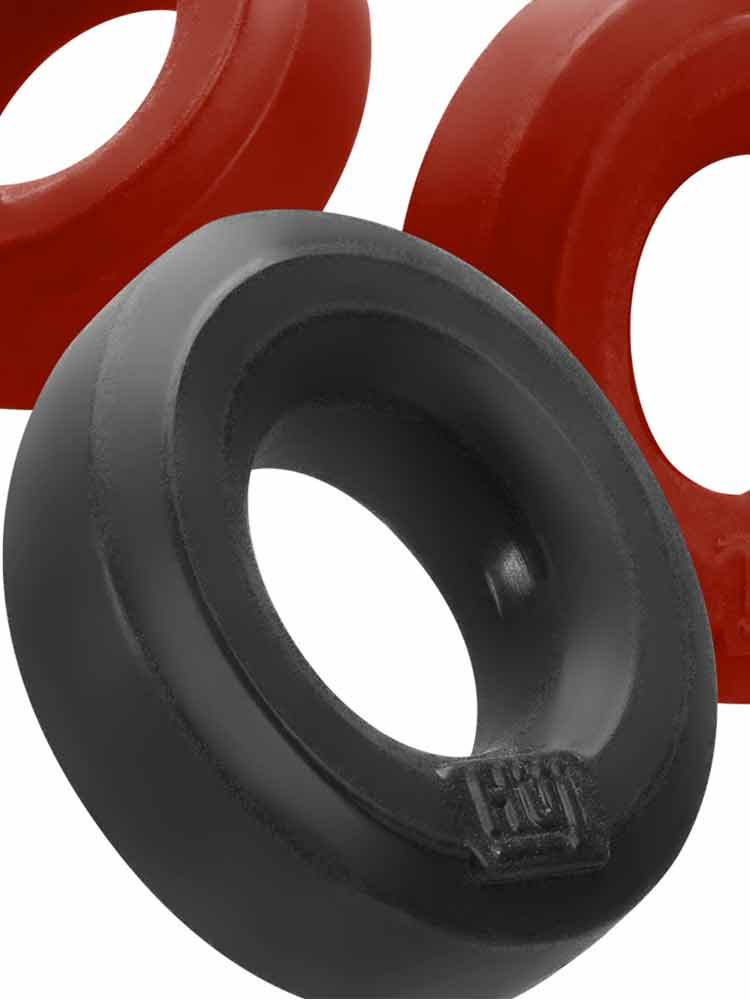 HUNKYJUNK Ballring-Cockring 3er Set rot-schwarz