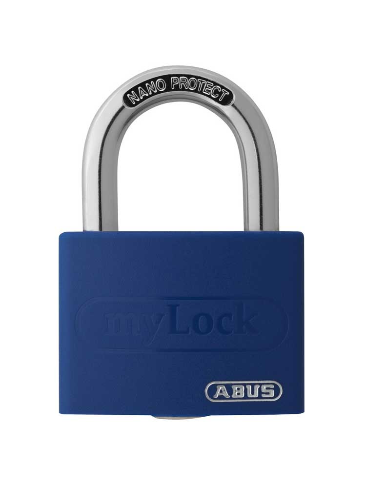 Stahlkette 8mm schwarz mit ABUS-Schloss blau