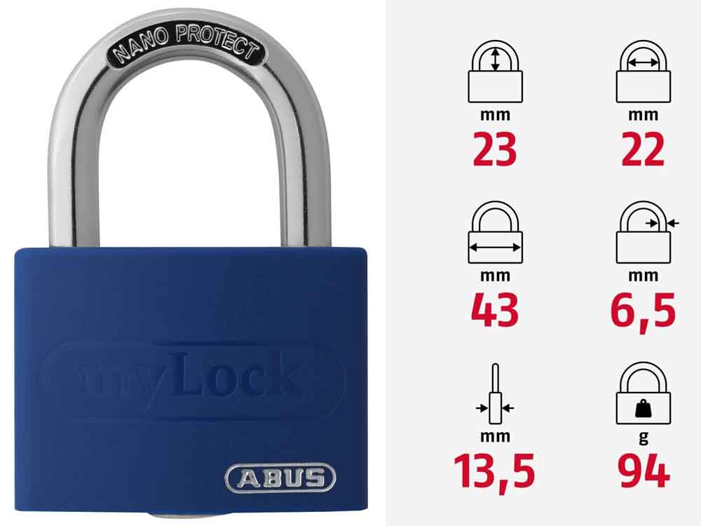 Stahlkette 8mm schwarz mit ABUS-Schloss blau