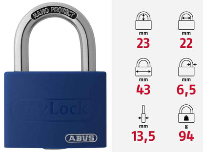 Stahlkette 8mm schwarz mit ABUS-Schloss blau