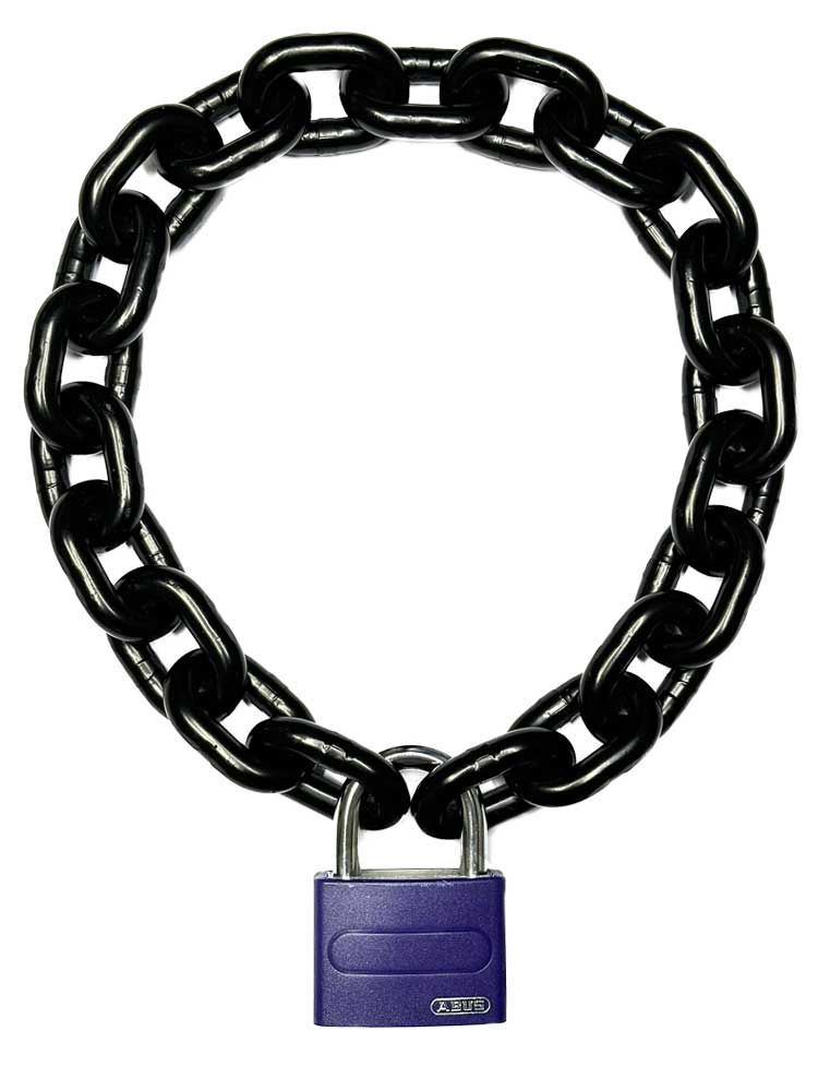 Stahlkette 8mm schwarz mit ABUS-Schloss lila
