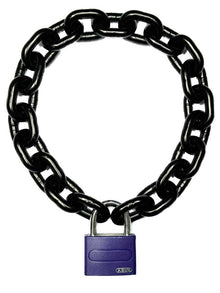 Stahlkette 8mm schwarz mit ABUS-Schloss lila