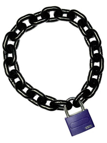 Stahlkette 8mm schwarz mit ABUS-Schloss lila