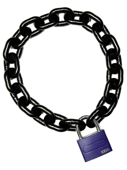 Stahlkette 8mm schwarz mit ABUS-Schloss lila