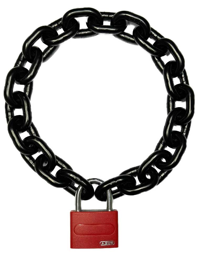 Stahlkette 8mm schwarz mit ABUS-Schloss rot