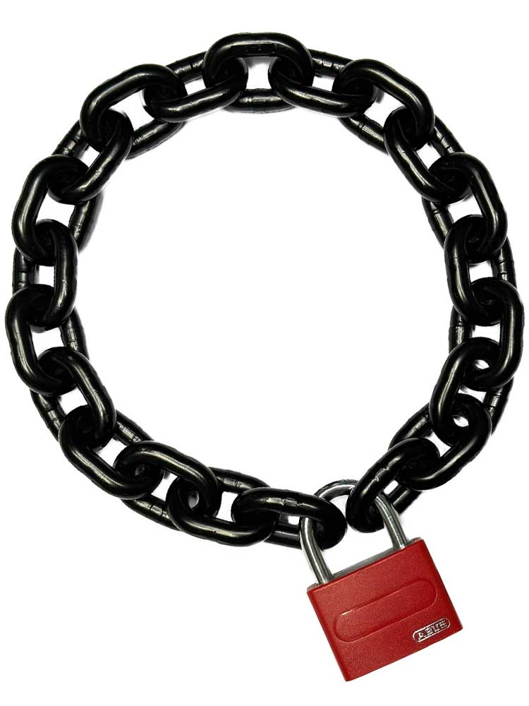 Stahlkette 8mm schwarz mit ABUS-Schloss rot