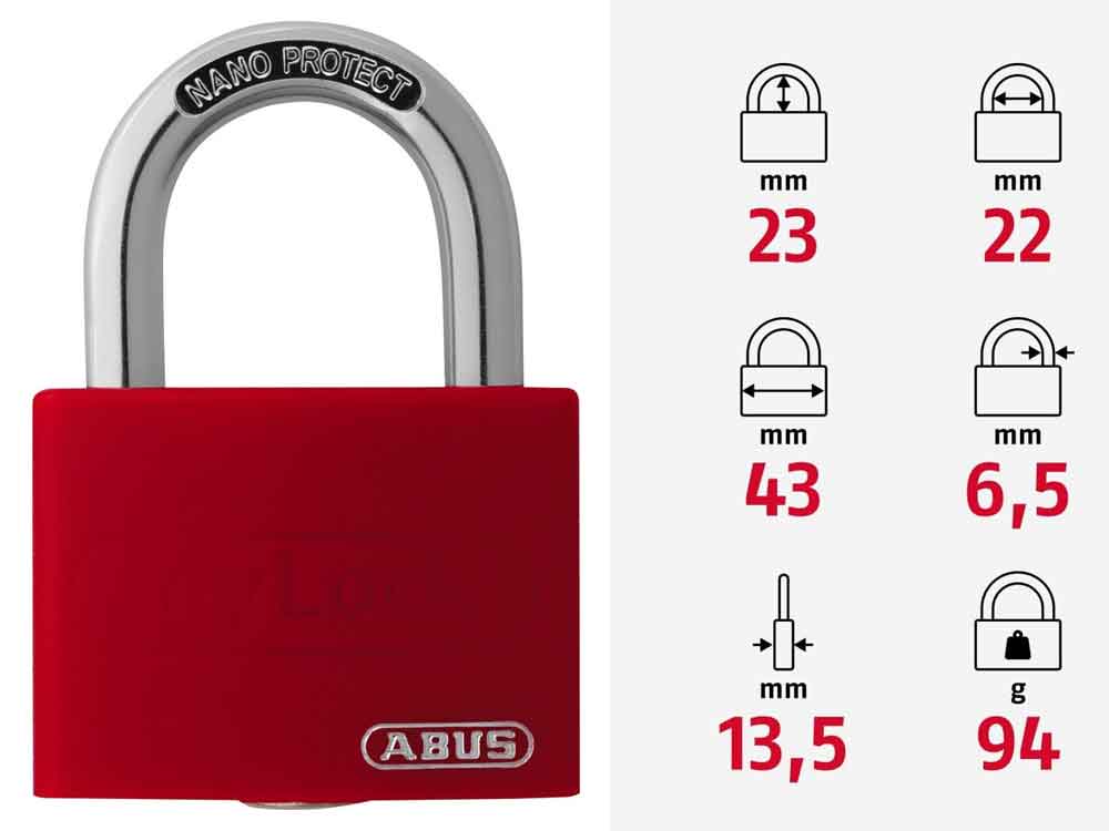 Stahlkette 8mm schwarz mit ABUS-Schloss rot