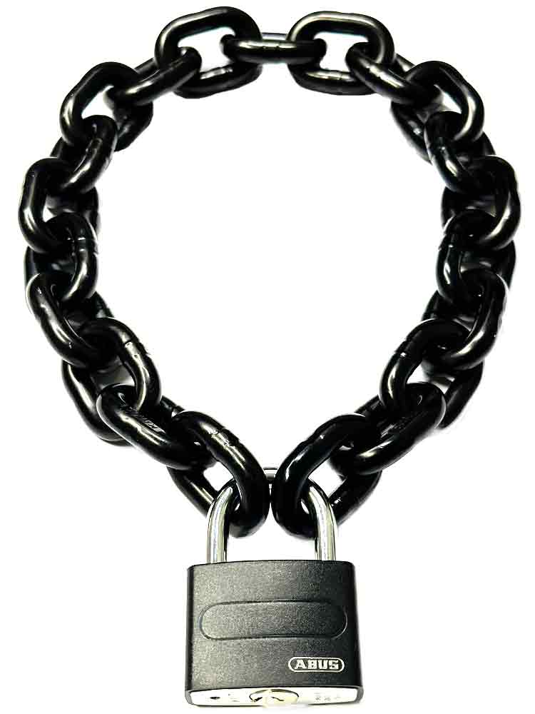 Stahlkette 8mm schwarz mit ABUS-Schloss schwarz