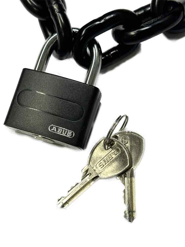 Stahlkette 8mm schwarz mit ABUS-Schloss schwarz