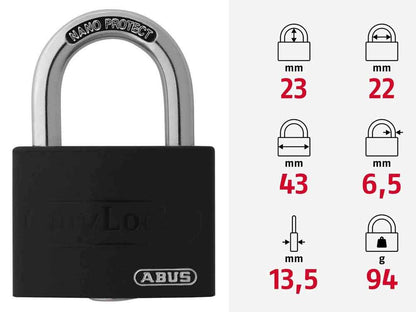 Stahlkette 8mm schwarz mit ABUS-Schloss schwarz