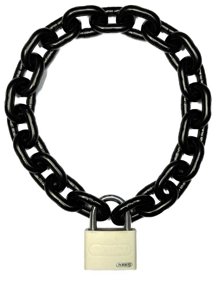 Stahlkette 8mm schwarz mit ABUS-Schloss weiss