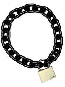 Stahlkette 8mm schwarz mit ABUS-Schloss weiss