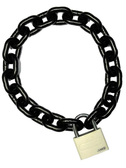 Stahlkette 8mm schwarz mit ABUS-Schloss weiss
