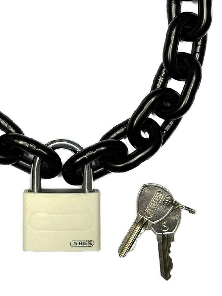 Stahlkette 8mm schwarz mit ABUS-Schloss weiss