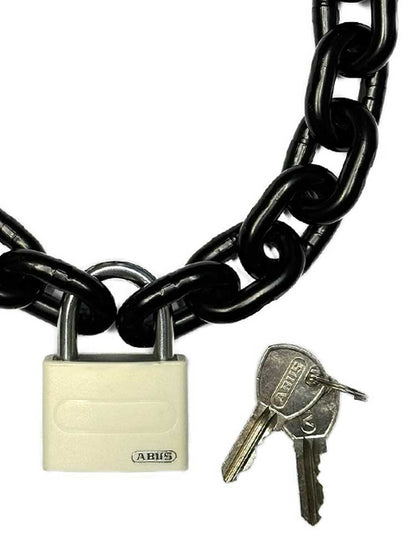 Stahlkette 8mm schwarz mit ABUS-Schloss weiss