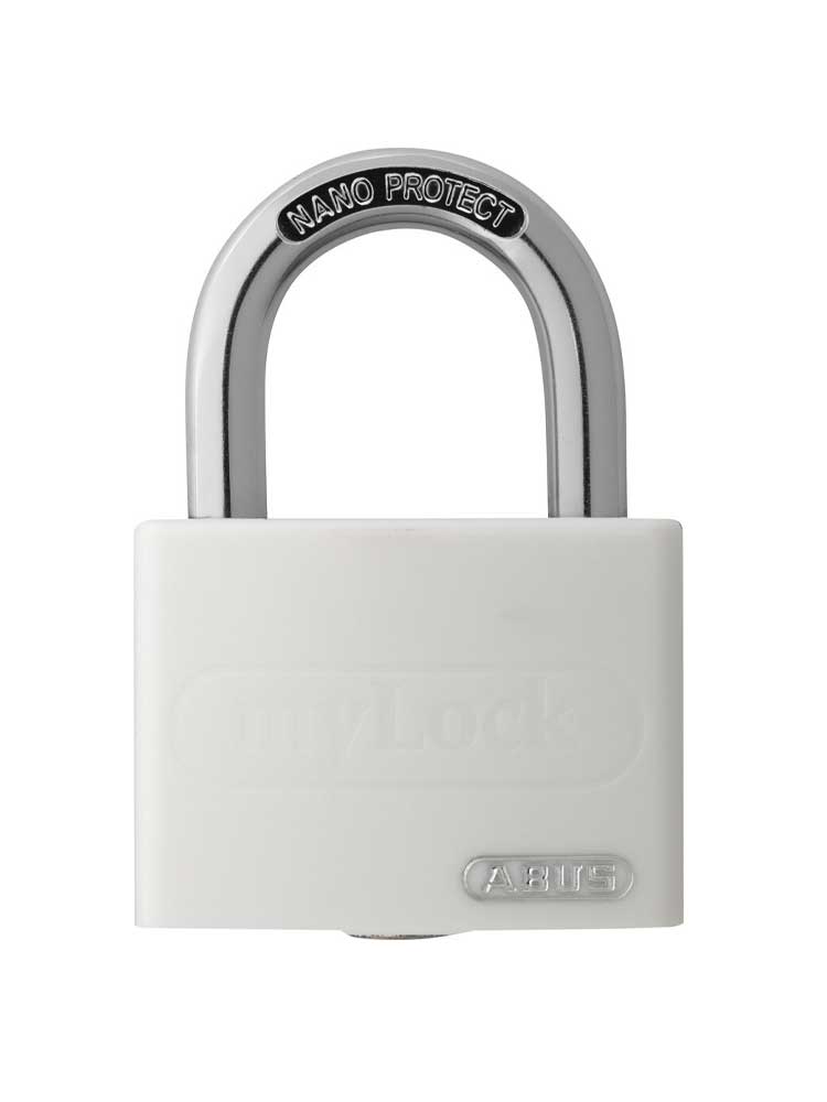 Stahlkette 8mm schwarz mit ABUS-Schloss weiss