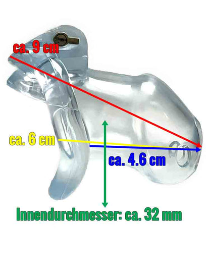 Keuschheitskäfig Kunststoff 9x3 transparent