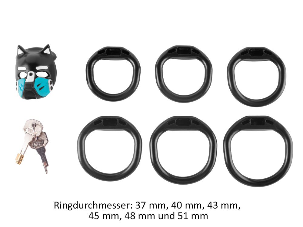 Keuschheitskäfig Puppy schwarz-hellblau