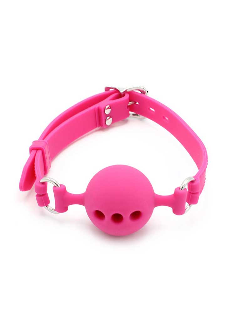 Knebel gelochte Silikonkugel 45mm pink abschliessbar