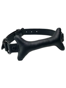 Knebel mit Leder-Knochen schwarz