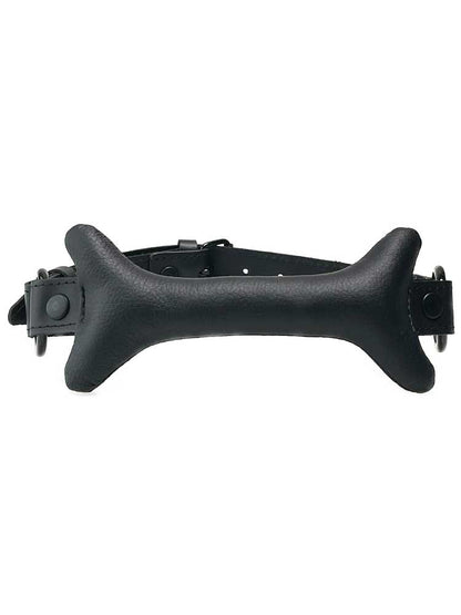 Knebel mit Leder-Knochen schwarz