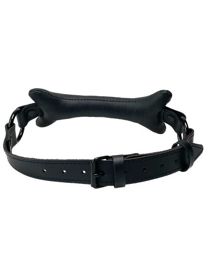 Knebel mit Leder-Knochen schwarz