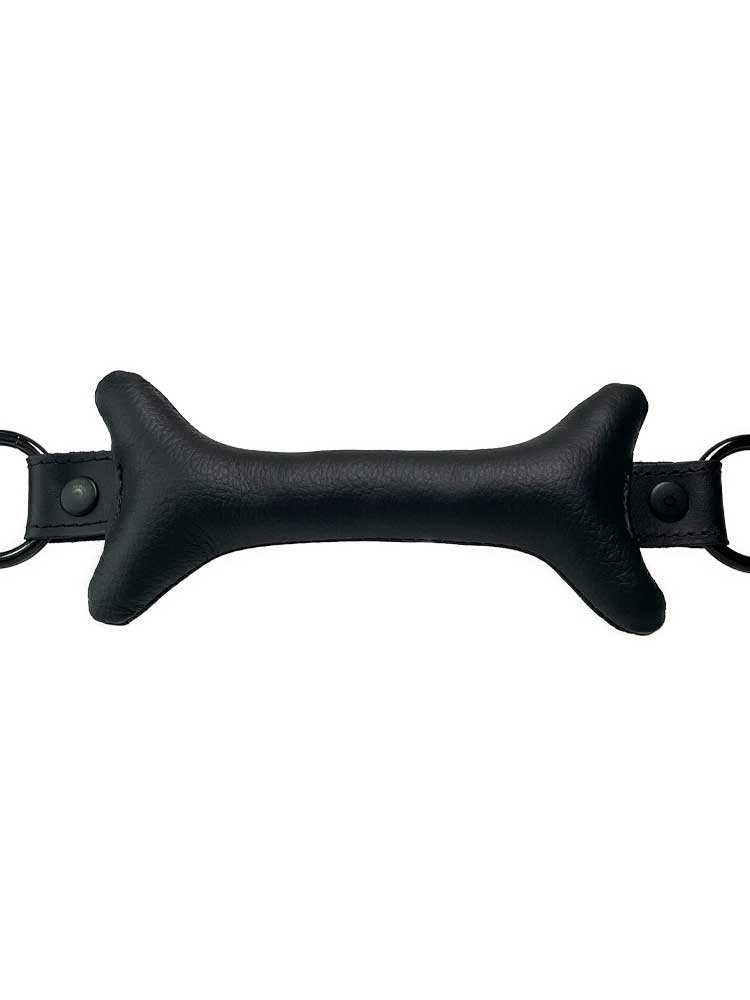 Knebel mit Leder-Knochen schwarz