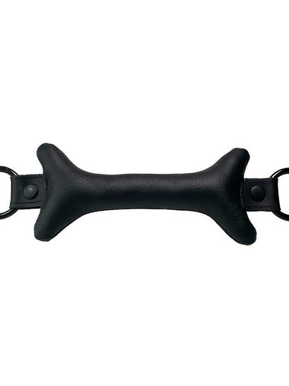 Knebel mit Leder-Knochen schwarz