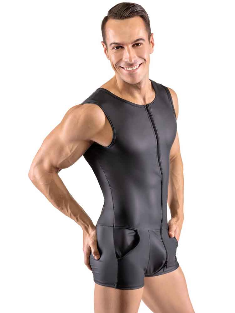 Singlet ärmellos mattlook schwarz