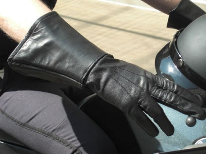 Leder-Handschuhe STULPENHANDSCHUHE SCHWARZ