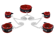 Leder-Bondageset Hals-Hand-Fussfessel - 5,0cm rot
