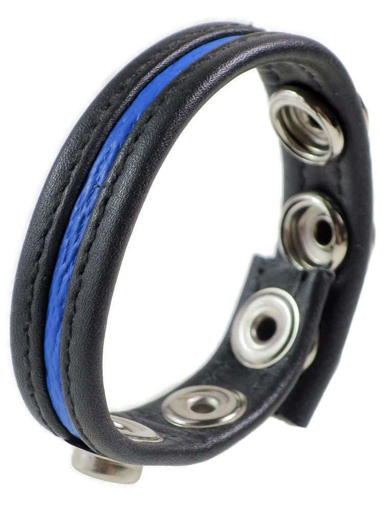 Leder-Cockring blauer Streifen