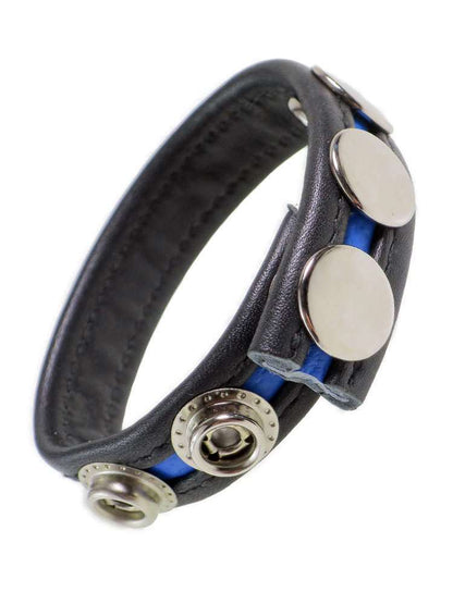 Leder-Cockring blauer Streifen