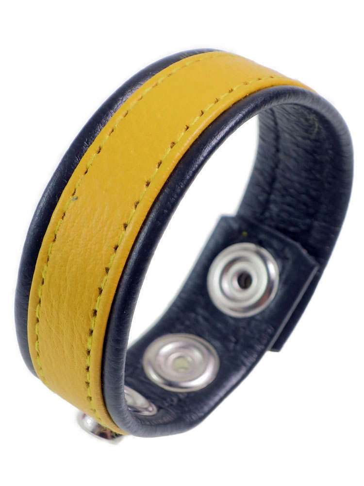 Leder-Cockring breiter gelber Streifen