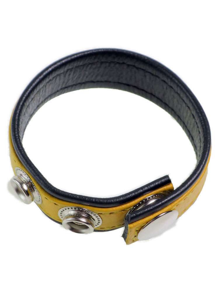 Leder-Cockring breiter gelber Streifen