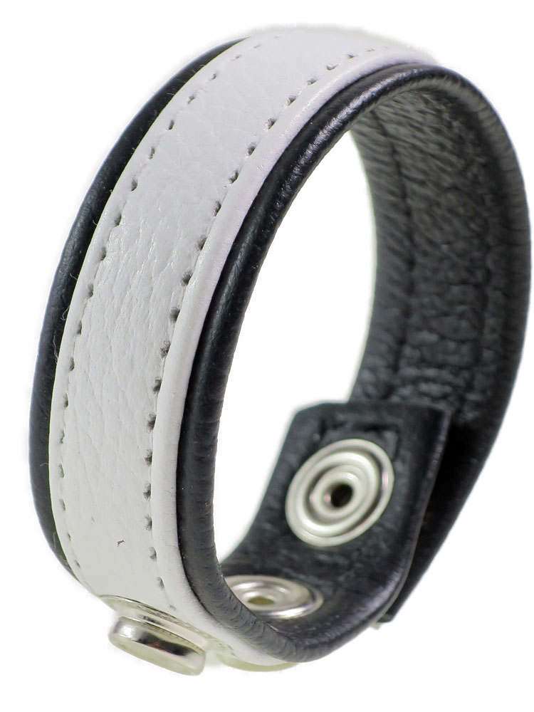 Leder-Cockring breiter weisser Streifen
